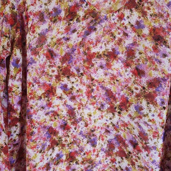 PHILOSOPHY Floral Sheer Blouse SZ M Ditzy Flower Print High-Low Watercolor Sunse - Picture 5 of 10